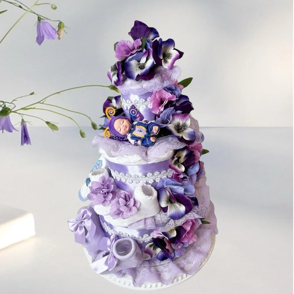 Flowers Diaper Cake, Butterfly Cake